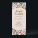 Programa Floral 70th Birthday Menú Gracias Champag<br><div class="desc">Elegante diseño del "Programa de fiesta de cumpleaños" con flores silvestres acuáticas y texto personalizado.</div>