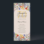 Programa Floral 70th Birthday Menú Gracias Champag<br><div class="desc">Elegante diseño del "Programa de fiesta de cumpleaños" con flores silvestres acuáticas y texto personalizado.</div>