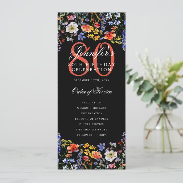 Programa Floral 80th Birthday Gracias Black (Anverso de pie)