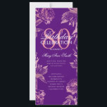 Programa Floral 80th Birthday Rosa Menú Dorado Púr<br><div class="desc">Elegante "Programa de Fiesta de Cumpleaños" con Arreglo Floral en Rosa Oro con texto personalizado.</div>