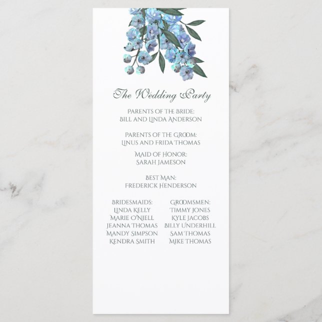 Programa Floral azul Delphinium Bouquet (Reverso)