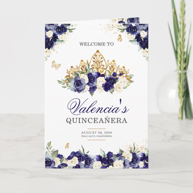 Programa Floral azul real de la marina Tiara mariposa Quinc (Anverso)