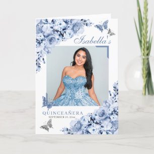 Programa Floral azul turquesa Quinceanera Tiara Butterflies