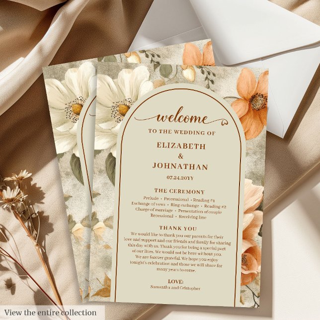 Programa Floral Beige Oliva Neutro Boho Romántico (Romantic Boho Neutral Beige Olive Floral Program)