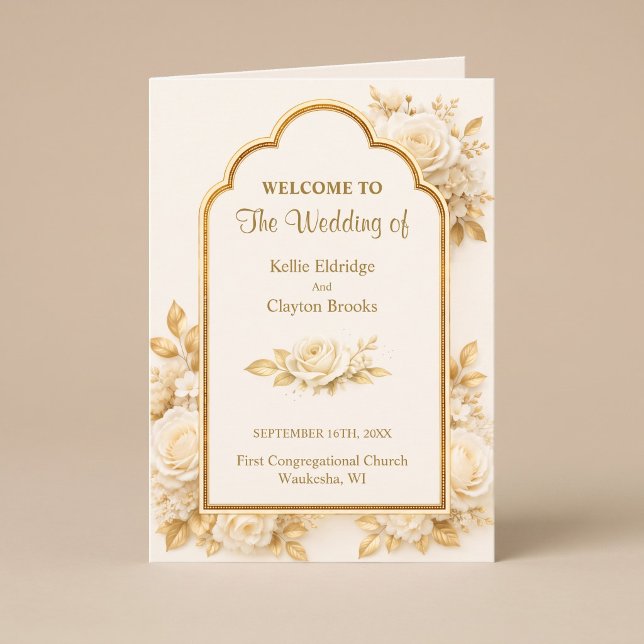 Programa Floral de Boda Marfil y Champán Plegado (Subido por el creador)