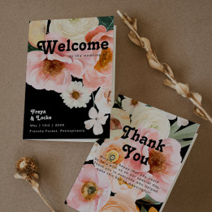 Programa Floral de colores audaces   Boda plegado negro