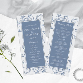 Programa Floral Dusty Blue Elegant Wedding