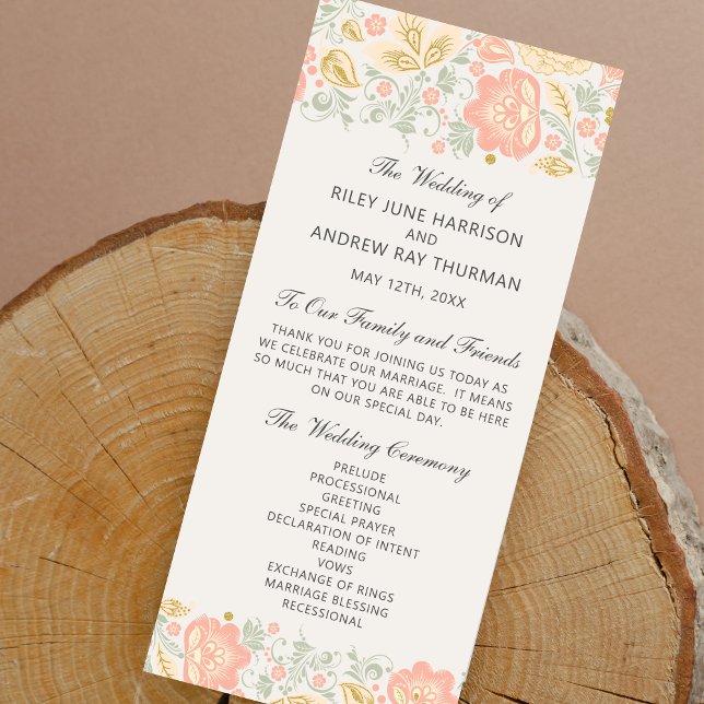 Programa Floral Elegance Peach Blush Sage Wedding Ceremony (Subido por el creador)