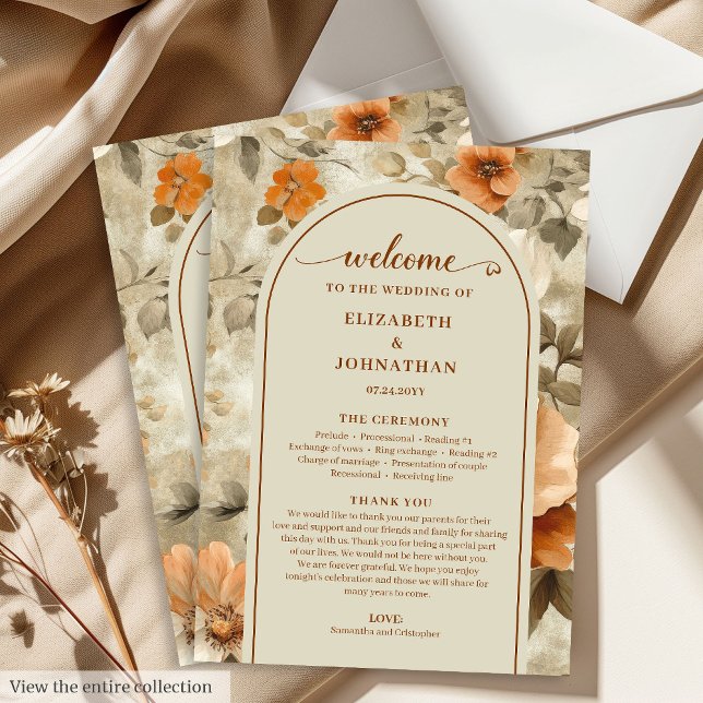 Programa Floral Moderno Boho Neutral Rust Beige Sa (Modern Boho Neutral Beige Sage Floral Program)