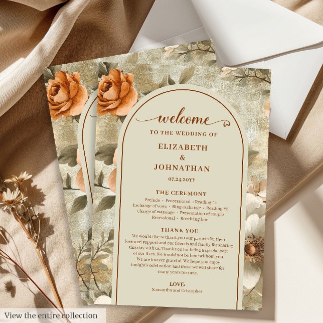 Programa Floral Moderno Boho Terroso Marfil y Salv (Modern Boho Earthy Ivory Sage Floral Program)