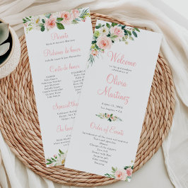 Programa Floral Rosa Quinceañera Orden de eventos