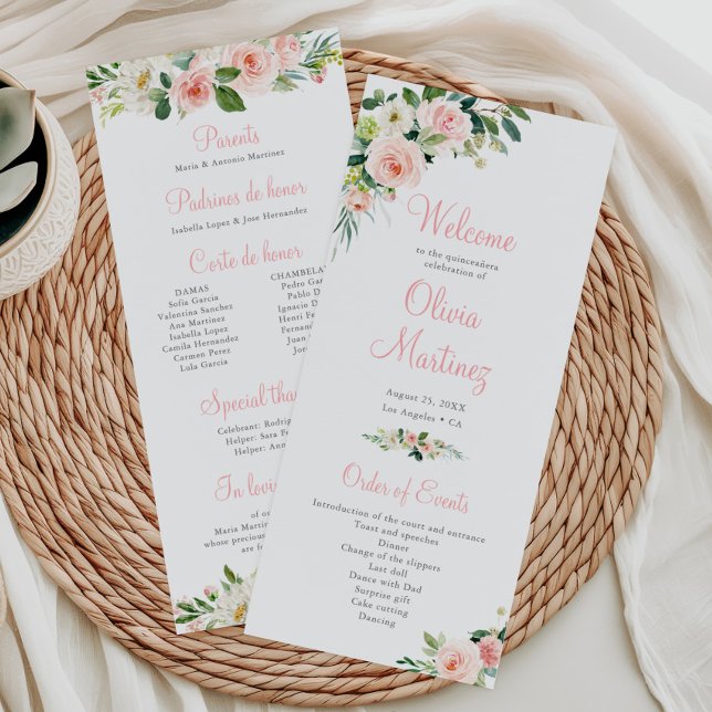 Programa Floral Rosa Quinceañera Orden de eventos (Subido por el creador)