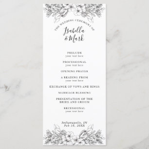 Programa Floral Simple de Bodas Blancas y Negra