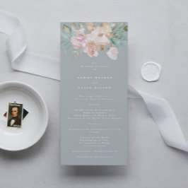 Programa Floras de acuarela rústica en Boda verde sabio