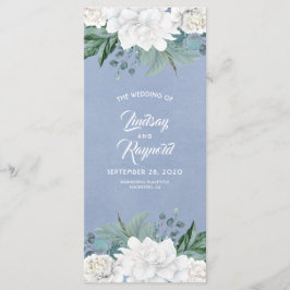 Programa Flores Blancas Dusty Blue Elegant Wedding Programm