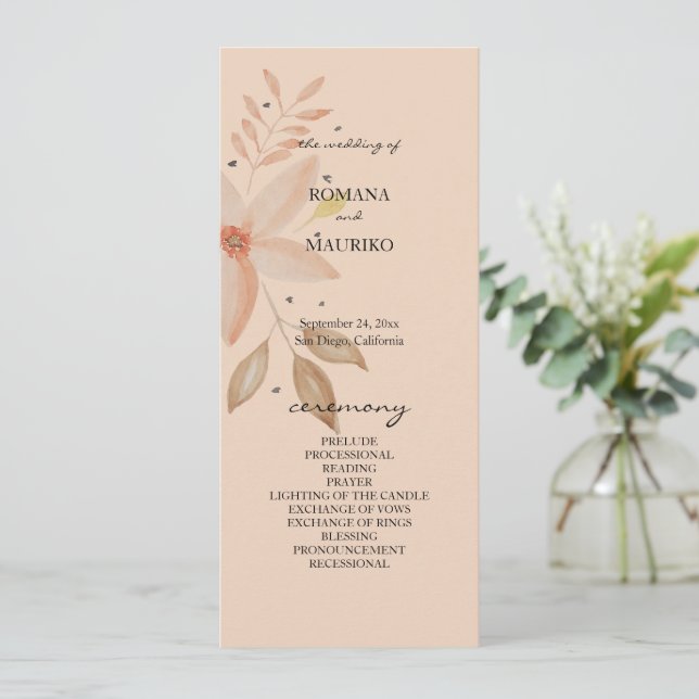 Programa Flores de Acuarela de Terracota Rosa Elegante (Anverso de pie)