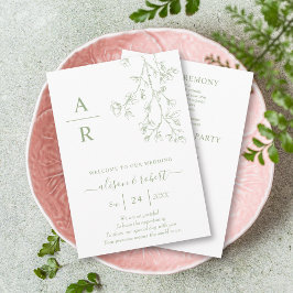 Programa Flores de arte de la línea verde de salvia monocro