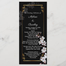 Programa Flores de cerezo blanco y marco dorado