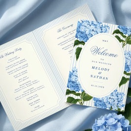 Programa Flores de Hortensia Azules Boda Papel Plegado