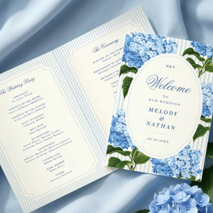 Programa Flores de Hortensia Azules Boda Papel Plegado