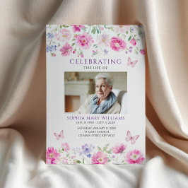 Programa Flores salvajes rosa brillante Funeral Orden de se