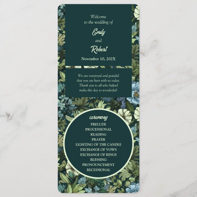 Programa Flores silvestres azules y verdes victorianas romá (Anverso)