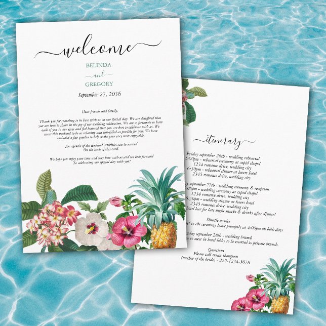 Programa Flores tropicales y Boda de la vegetación Itinerar (Tropical Flowers & Greenery Wedding Itinerary Program)