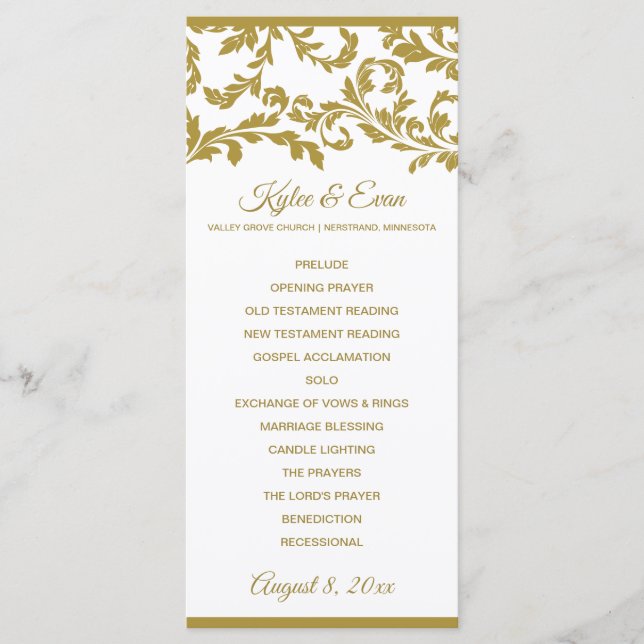 Programa Flourish Tall Elegant Wedding | Oro (Anverso)