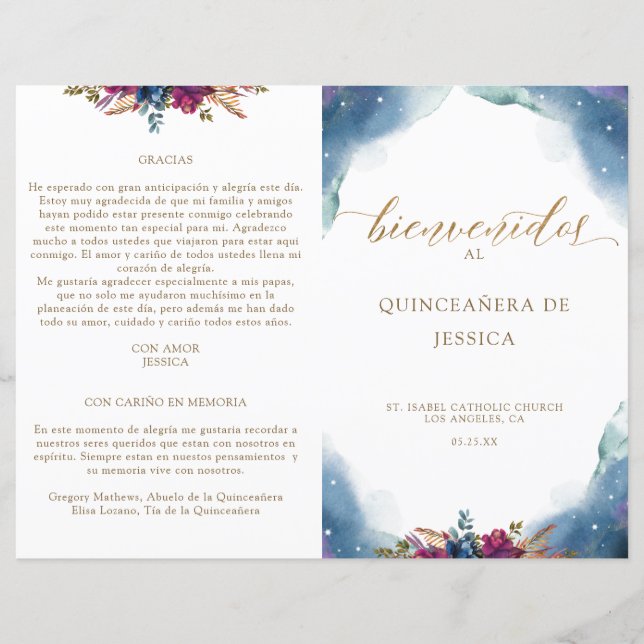 Programa Fold Celestial Español Starry Quinceañera (Anverso)