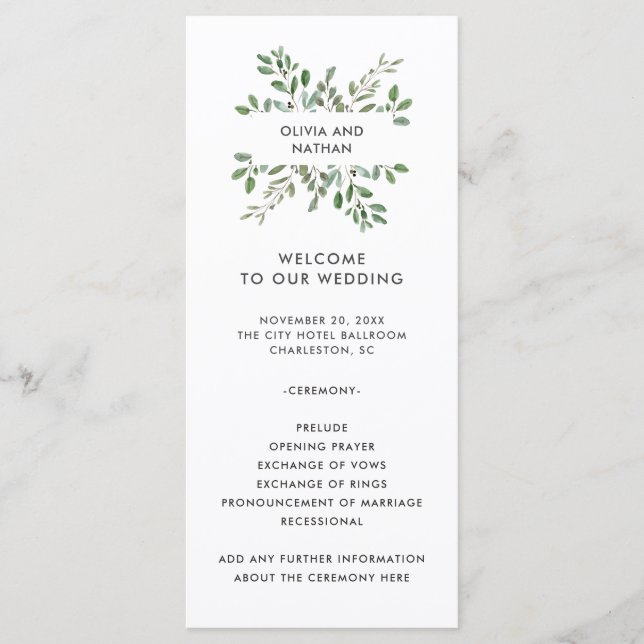 Programa Foliage minimalista | BODA (Anverso)