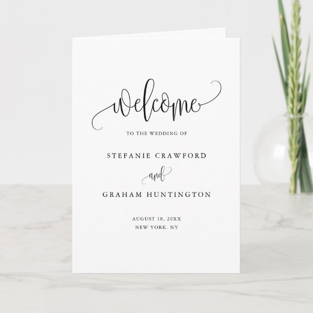 Programa Folleto Boda de guiones de caligrafía de Bonito ne (Anverso)