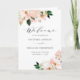 Programa Folleto Boda Rubor Pink Magnolias & Hydrangeas