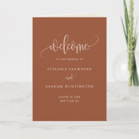 Folleto de Boda Boho Pretty Caligrafía Terracota