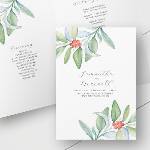 Programa Folleto de Boda de navidades de Ceremonia doblado