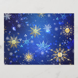 Programa Fondo azul XMAS con copos de nieve dorados
