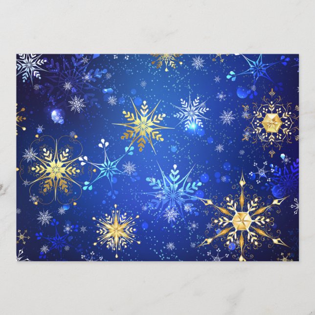 Programa Fondo azul XMAS con copos de nieve dorados (Anverso)