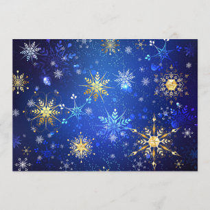 Programa Fondo azul XMAS con copos de nieve dorados