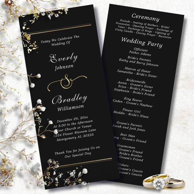Programa Fondo negro letra blanca elegante boda  (Subido por el creador)