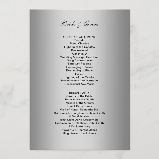 Programa Formal de Boda (Anverso)