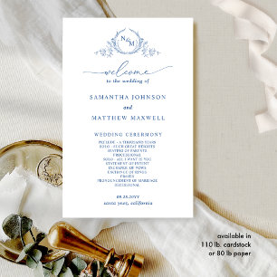 Programa formal de Boda Azul Monogramada