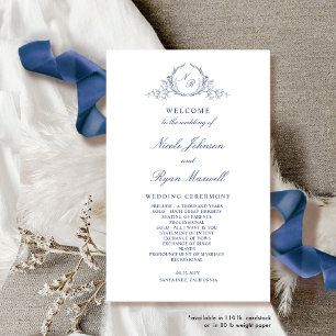 Programa formal de matrimonio azul de la Marina Mo