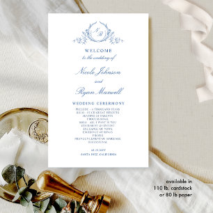 Programa formal de matrimonio de escritura azul mo