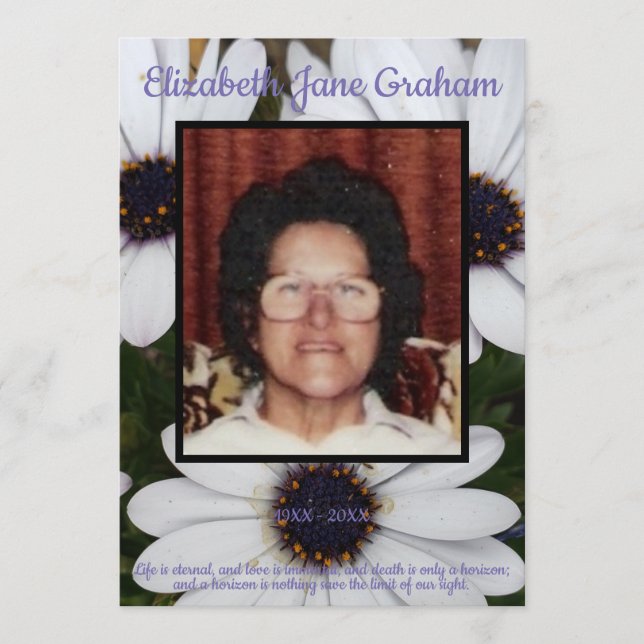 Programa Foto de cita Daisies Africanos Fondo Funeral (Anverso)