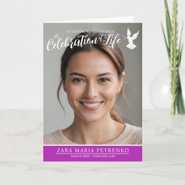 Programa Foto de rosa púrpura en el funeral de servicio (Anverso)