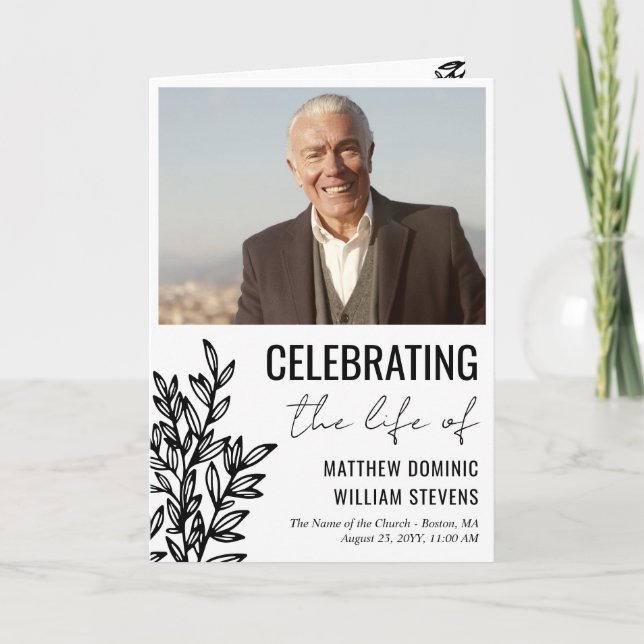 Programa Foto de verde blanco negro que celebra la vida de (Anverso)