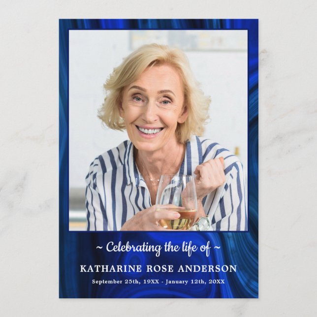 Programa Foto Funeral Moderna Orden Del Servicio Mármol Azu (Anverso)