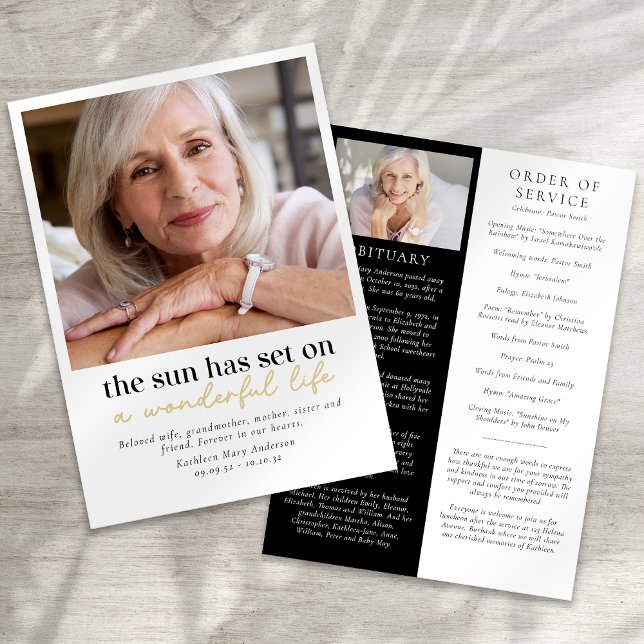 Programa Fotografía moderna Funeral Orden de servicio (Subido por el creador)