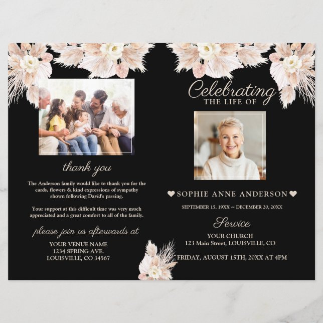 Programa fotográfico de servicio funerario de Flor (Anverso)