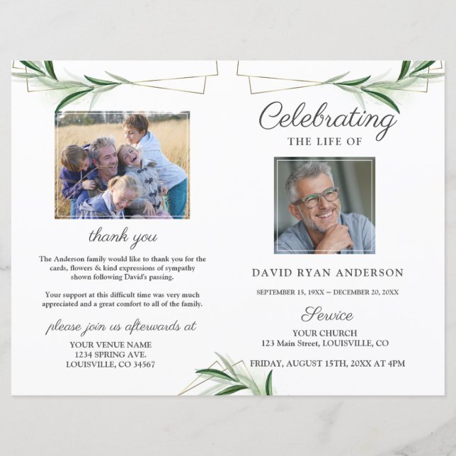 Programa fotográfico Olive Gold Order of Service M (Anverso)