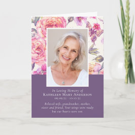 Programa Fotos de Floral Peonies Funeral conmemorativo dobl